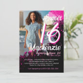 Invitation Sweet 16 Paint Splatter Photo Anniversaire Invitat (Debout devant)