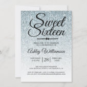 Invitation Sweet 16 Pale Blue Parties scintillant Ombre 16e a (Devant)
