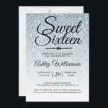 Invitation Sweet 16 Pale Blue Parties scintillant Ombre 16e a<br><div class="desc">Un glamour, chic bleu pâle faux parties scintillant ombre design Sweet 16 anniversaire invitation. La parties scintillant bleue se détache sur un arrière - plan blanc. Le texte "Sweet sixteen" en noir est défini dans la calligraphie manuscrite moderne. Parfait invitation à la fête du 16ème anniversaire pour un Sweet sixteen...</div>