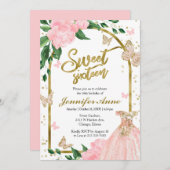 Invitation Sweet 16 Papillons rose pâle (Devant / Derrière)