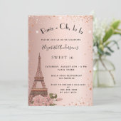 Invitation Sweet 16 Paris rose or Eiffel tour luxe (Debout devant)