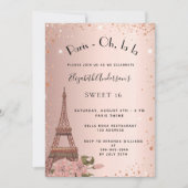 Invitation Sweet 16 Paris rose or parties scintillant Tour Ei (Devant)