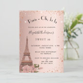 Invitation Sweet 16 Paris rose or parties scintillant Tour Ei (Debout devant)