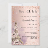 Invitation Sweet 16 Paris rose or tour Eiffel (Devant)