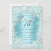 Invitation Sweet 16 Partie Turquoise bleu Argent hiver Wonder (Devant)