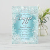 Invitation Sweet 16 Partie Turquoise bleu Argent hiver Wonder (Debout devant)