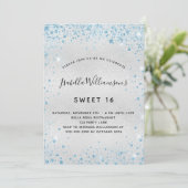 Invitation Sweet 16 parties scintillant bleu clair argenté (Debout devant)