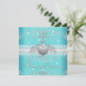 Invitation Sweet 16 Parties scintillant bleue Turquoise Tiara (Debout devant)