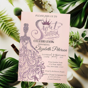 Invitation Sweet 16 Parties scintillant Bokeh Ombre, Robe de