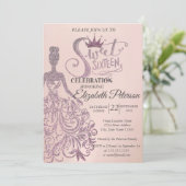 Invitation Sweet 16 Parties scintillant Bokeh Ombre, Robe de (Debout devant)