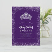 Invitation Sweet 16 Parties scintillant d'argent violet Diamo (Debout devant)