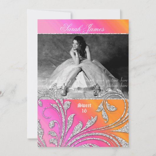 Invitation Sweet 16 Parties scintillant de fin d'année Feuill (Devant)