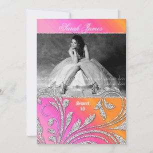 Invitation Sweet 16 Parties scintillant de fin d'année Feuill