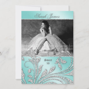 Invitation Sweet 16 Parties scintillant de fin d'année Feuill