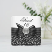 Invitation Sweet 16 Parties scintillant de luxe Bow argent no (Debout devant)