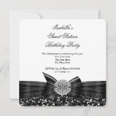 Invitation Sweet 16 Parties scintillant de luxe Bow argent no (Dos)