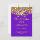 Invitation Sweet 16 Parties scintillant de partie Purple Gold (Devant)