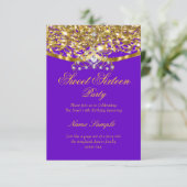 Invitation Sweet 16 Parties scintillant de partie Purple Gold (Debout devant)