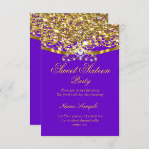 Invitation Sweet 16 Parties scintillant de partie Purple Gold