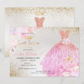 Invitation Sweet 16 Parties scintillant Gown Ombre Gold Invit (Devant / Derrière)