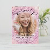 Invitation Sweet 16 Parties scintillant rose et violet (Debout devant)