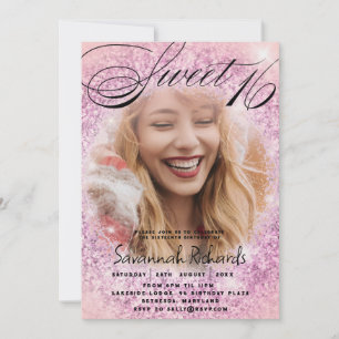 Invitation Sweet 16 Parties scintillant rose et violet