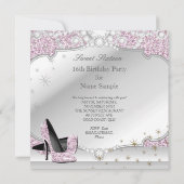 Invitation Sweet 16 Parties scintillant rose glamour fête d'a (Dos)