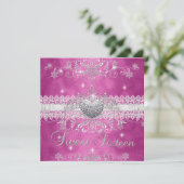 Invitation Sweet 16 Parties scintillant rose Tiara Coeur dent (Debout devant)