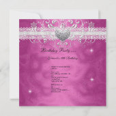 Invitation Sweet 16 Parties scintillant rose Tiara Coeur dent (Dos)