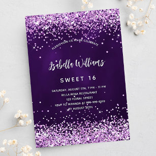 Invitation Sweet 16 parties scintillant rose violet glamour