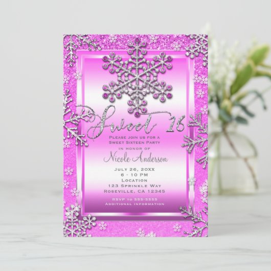 Invitation SWEET 16 Parties scintillant roses chaudes Flammes (Debout devant)