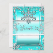 Invitation SWEET 16 Parties scintillant Turquoise Glam Winter (Dos)