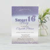 Invitation Sweet 16 Parties scintillant violet Bokeh Ombre, P (Debout devant)