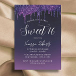 Invitation Sweet 16 Parties scintillant violet moderne Drips<br><div class="desc">Sweet 16 Parties scintillant violet moderne Drips Girl Birthday Invitations.</div>