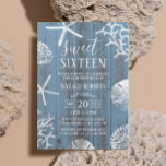 Invitation Sweet 16 Party élégant Dusty Blue Beach Starfish<br><div class="desc">Elégant Dusty Blue Beach Coral Reef Starfish Sweet 16 Invitations d'anniversaire.</div>