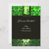 INVITATION SWEET 16 PARTY, EMERALD VERT NOIR DOMMASK (Dos)