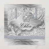 Invitation Sweet 16 Party Grand Blanc Feuilles de bijoux de l (Devant / Derrière)