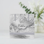 Invitation Sweet 16 Party Grand Blanc Feuilles de bijoux de l (Debout devant)