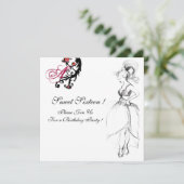Invitation SWEET 16 PARTY MONOGRAM, Rouge Noir Blanc Annivers (Debout devant)