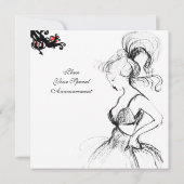 Invitation SWEET 16 PARTY MONOGRAM, Rouge Noir Blanc Annivers (Dos)