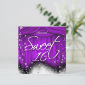 Invitation Sweet 16 Party Plumes pourpres 16e anniversaire (Debout devant)
