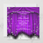 Invitation Sweet 16 Party Plumes pourpres 16e anniversaire (Dos)