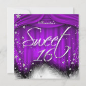 Invitation Sweet 16 Party Plumes pourpres 16e anniversaire (Devant)