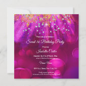 Invitation Sweet 16 Party Robe rose violet or brillant (Dos)