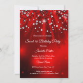 Invitation Sweet 16 Party Robe rouge étincelante TIARA (Dos)