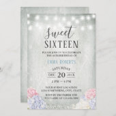 Invitation Sweet 16 Party Rustic Hydrangeas élégant floral (Devant / Derrière)
