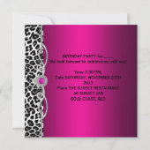 Invitation Sweet 16 Party Silver rose noir blanc léopard (Dos)