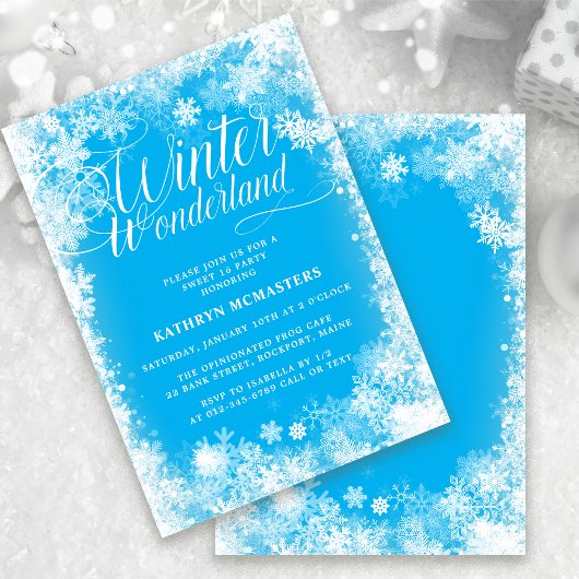 Invitation Sweet 16 Party Winter Wonderland Snowflake