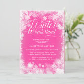 Invitation Sweet 16 Party Winter Wonderland Snowflake rose (Debout devant)
