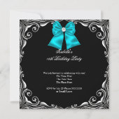 Invitation Sweet 16 Party Zèbre violet Turquoise diamant Bow (Dos)